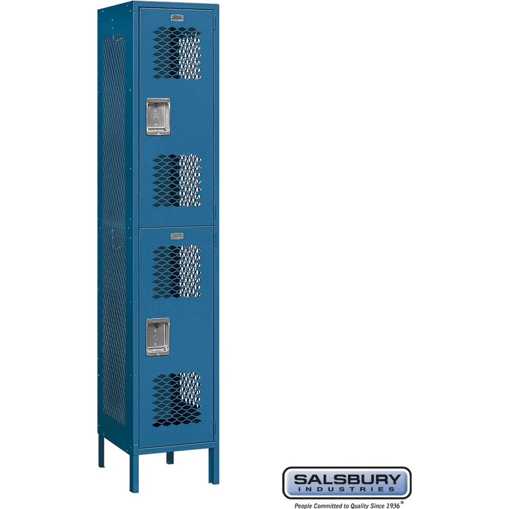 15" Wide Double Tier Vented Metal Locker - 1 Wide - 6 Feet High - 18" Deep by Salsbury - Image 5