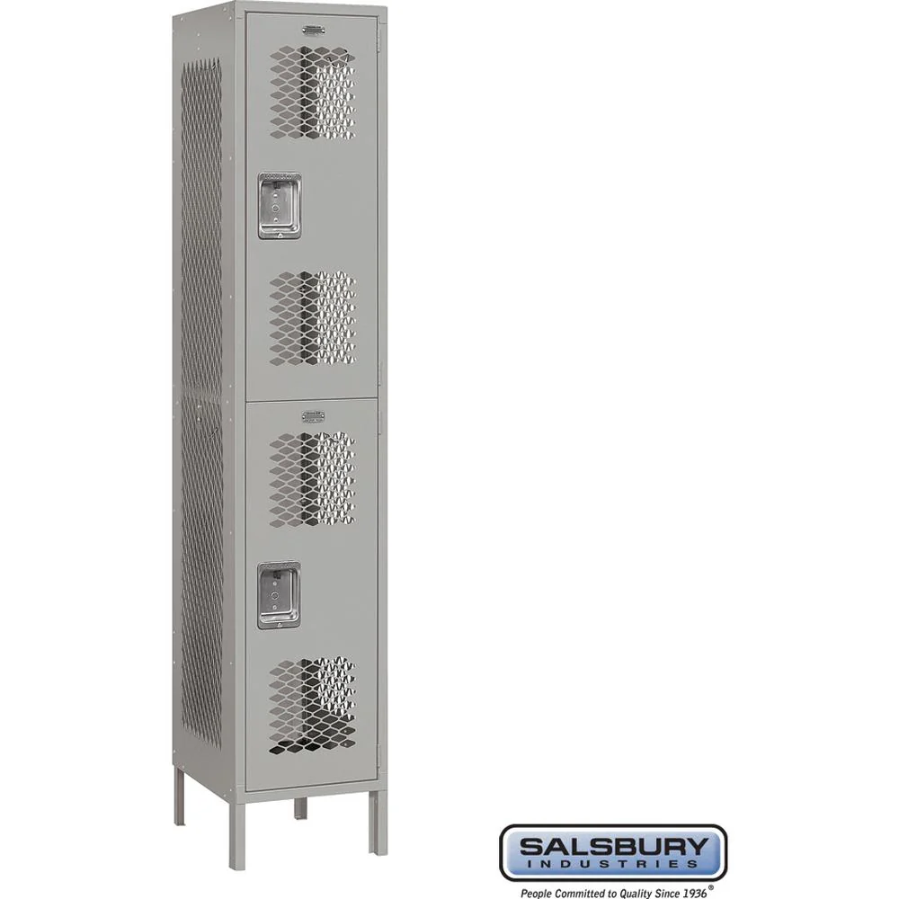 15" Wide Double Tier Vented Metal Locker - 1 Wide - 6 Feet High - 18" Deep by Salsbury - Image 7