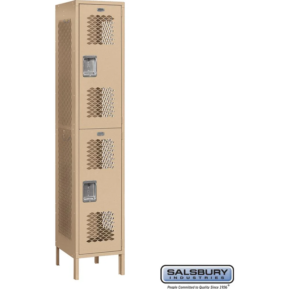 15" Wide Double Tier Vented Metal Locker - 1 Wide - 6 Feet High - 18" Deep by Salsbury - Image 8