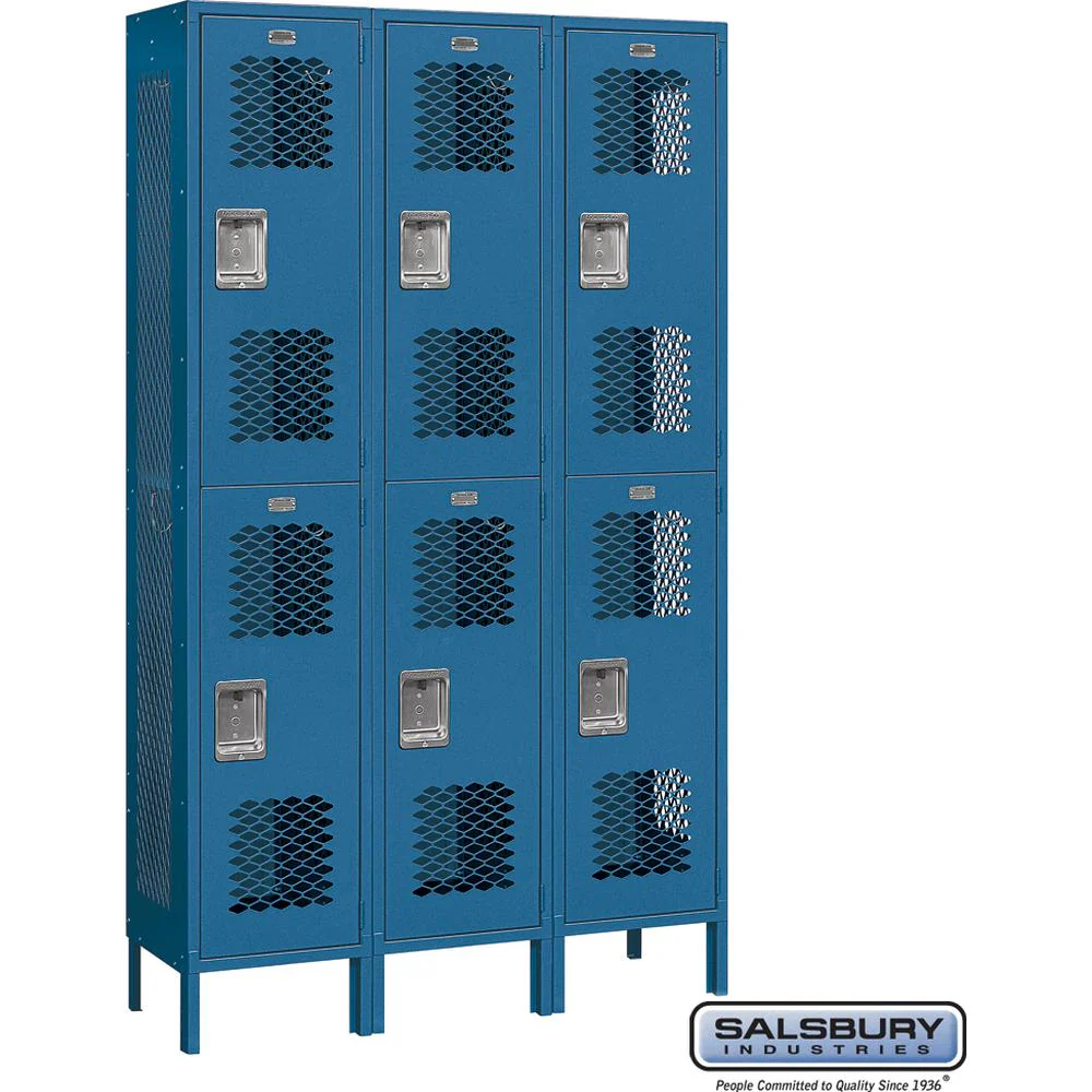 15" Wide Double Tier Vented Metal Locker - 3 Wide - 6 Feet High - 15" Deep by Salsbury - Image 5