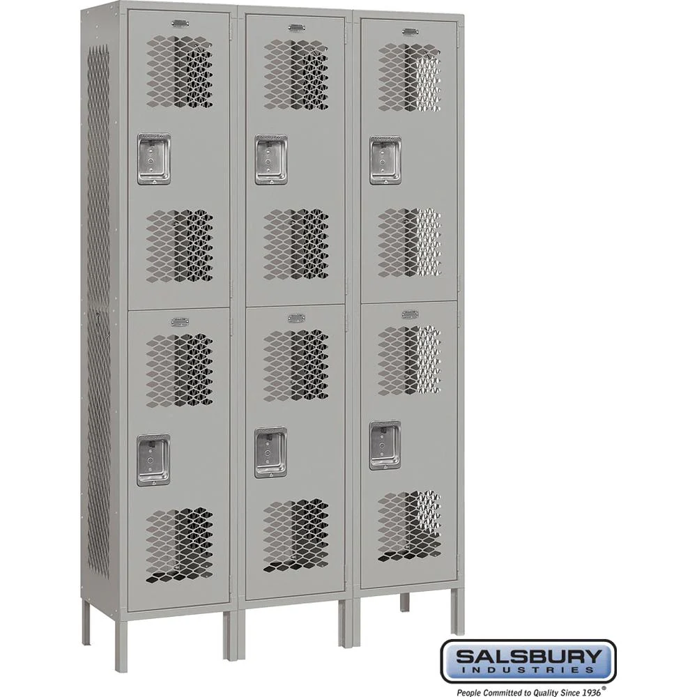 15" Wide Double Tier Vented Metal Locker - 3 Wide - 6 Feet High - 15" Deep by Salsbury - Image 6