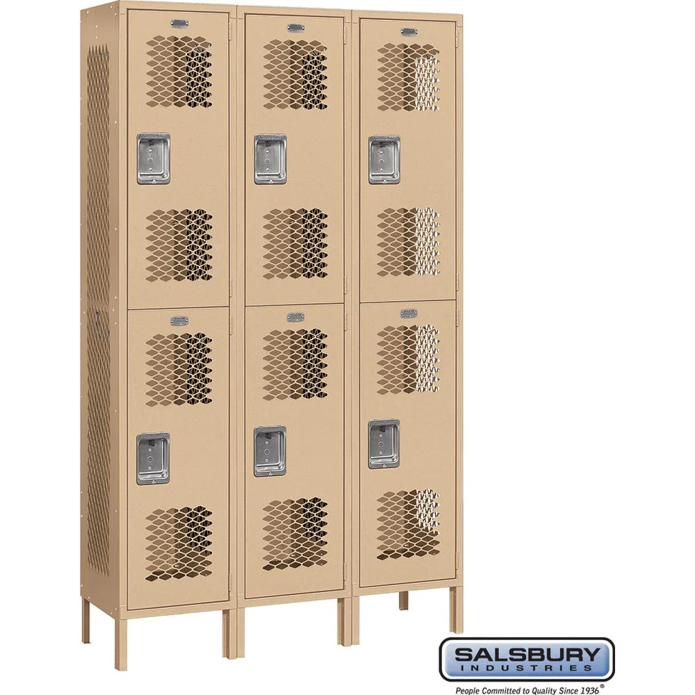 15" Wide Double Tier Vented Metal Locker - 3 Wide - 6 Feet High - 15" Deep by Salsbury - Image 8