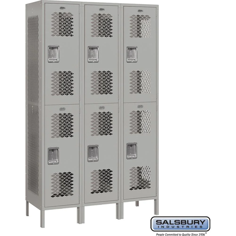 15" Wide Double Tier Vented Metal Locker - 3 Wide - 6 Feet High - 18" Deep by Salsbury - Image 7