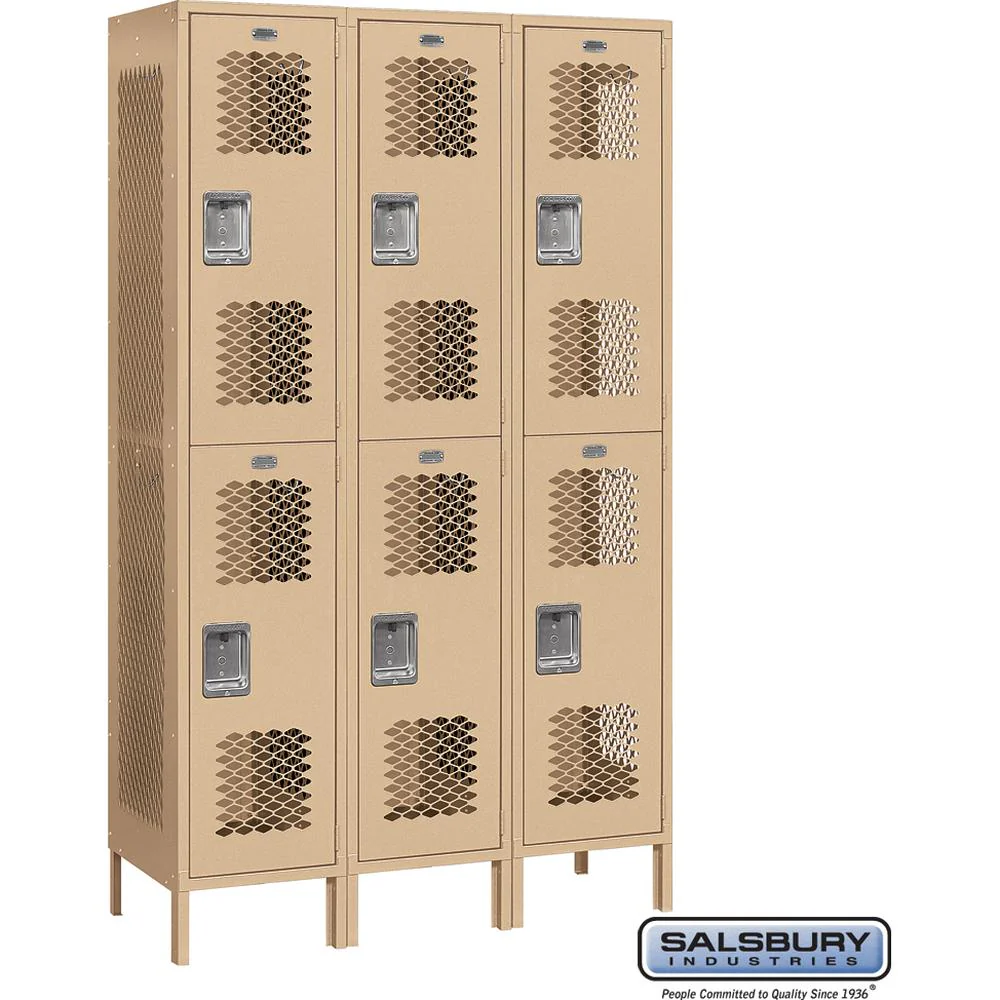 15" Wide Double Tier Vented Metal Locker - 3 Wide - 6 Feet High - 18" Deep by Salsbury - Image 8