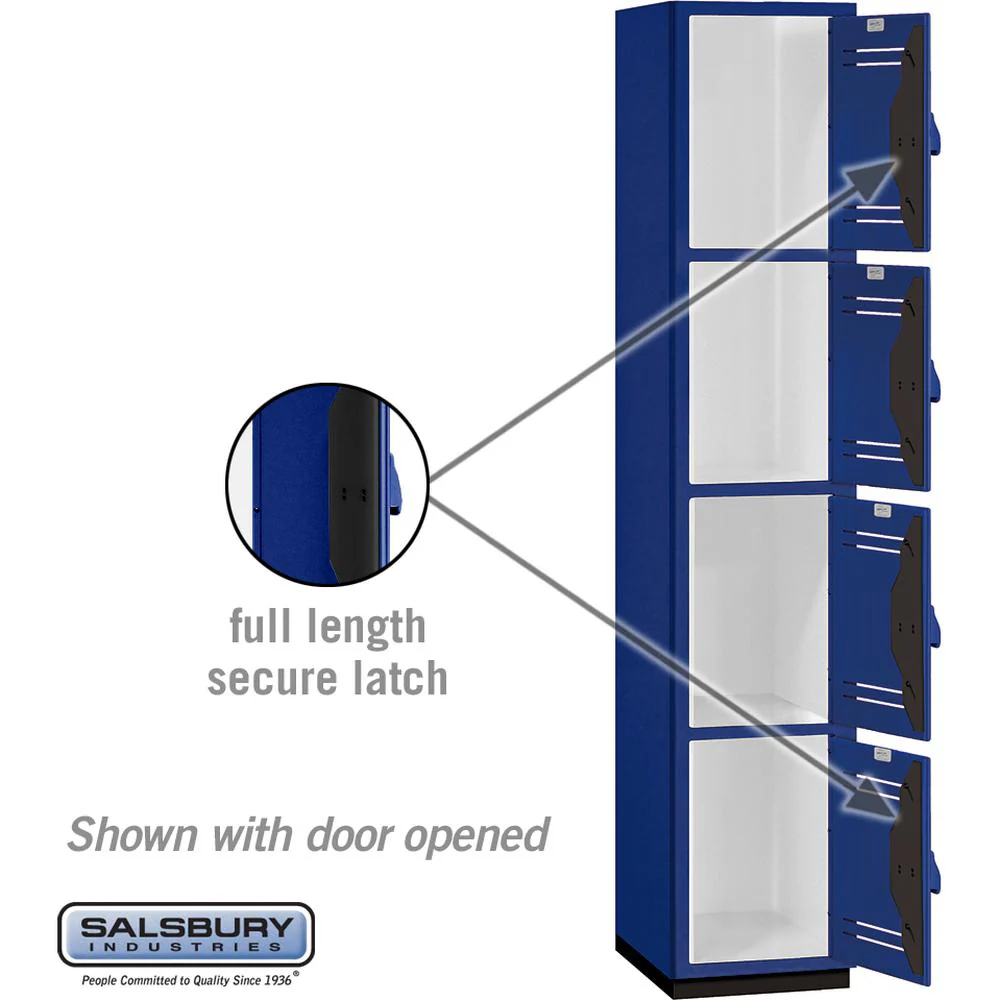 15" Wide Four Tier Heavy Duty Plastic Locker - 1 Wide - 6 Feet High - 18" Deep by Salsbury - Image 3