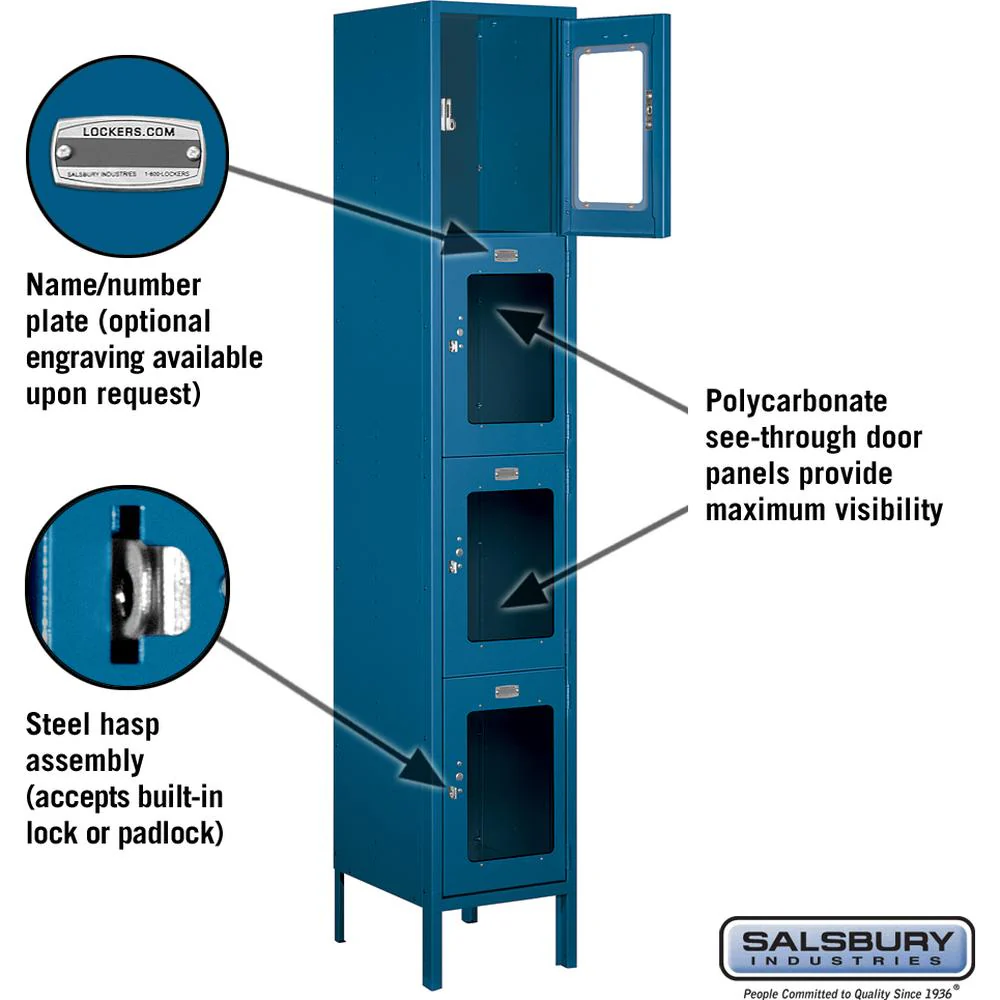 15" Wide Four Tier See-Through Metal Locker - 1 Wide - 6 Feet High - 15" Deep by Salsbury - Image 2