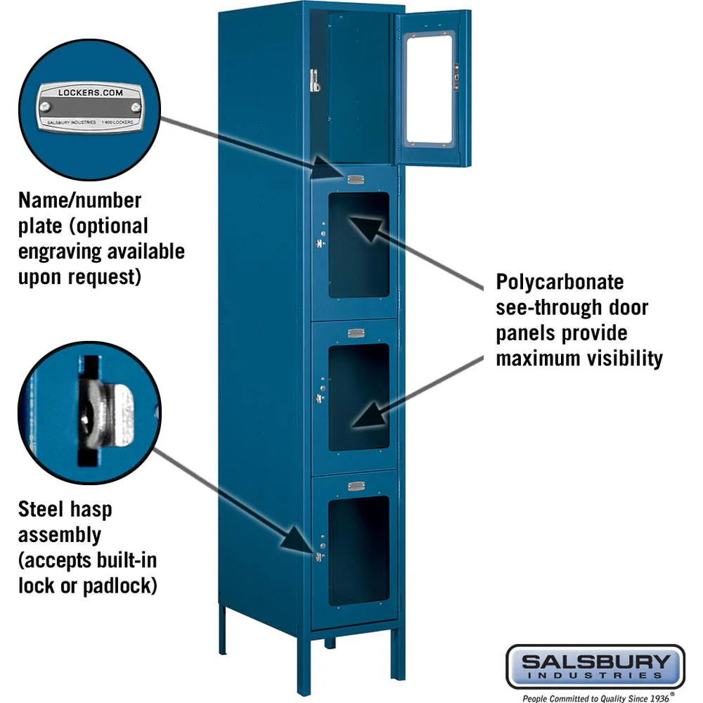 15" Wide Four Tier See-Through Metal Locker - 1 Wide - 6 Feet High - 18" Deep by Salsbury - Image 2