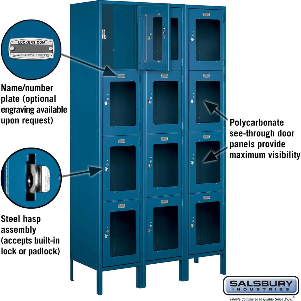 15" Wide Four Tier See-Through Metal Locker - 3 Wide - 6 Feet High - 15" Deep by Salsbury - Image 2