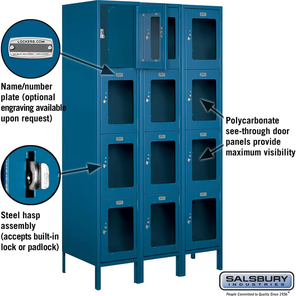 15" Wide Four Tier See-Through Metal Locker - 3 Wide - 6 Feet High - 18" Deep by Salsbury - Image 2