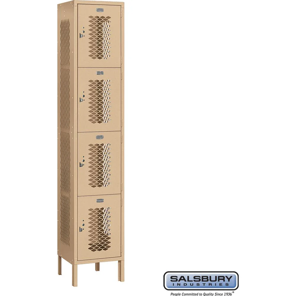 15" Wide Four Tier Vented Metal Locker - 1 Wide - 6 Feet High - 15" Deep by Salsbury - Image 9