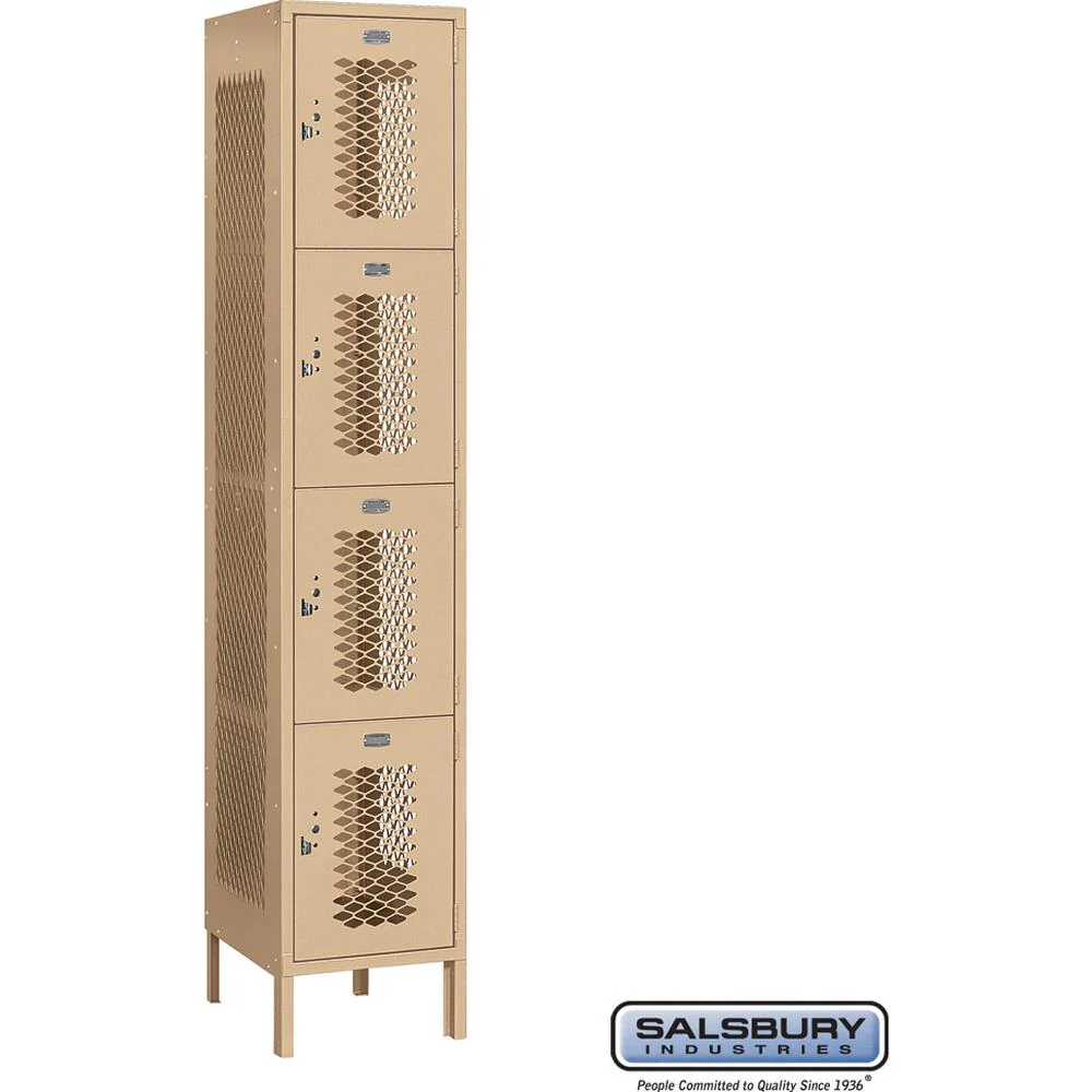 15" Wide Four Tier Vented Metal Locker - 1 Wide - 6 Feet High - 18" Deep by Salsbury - Image 10