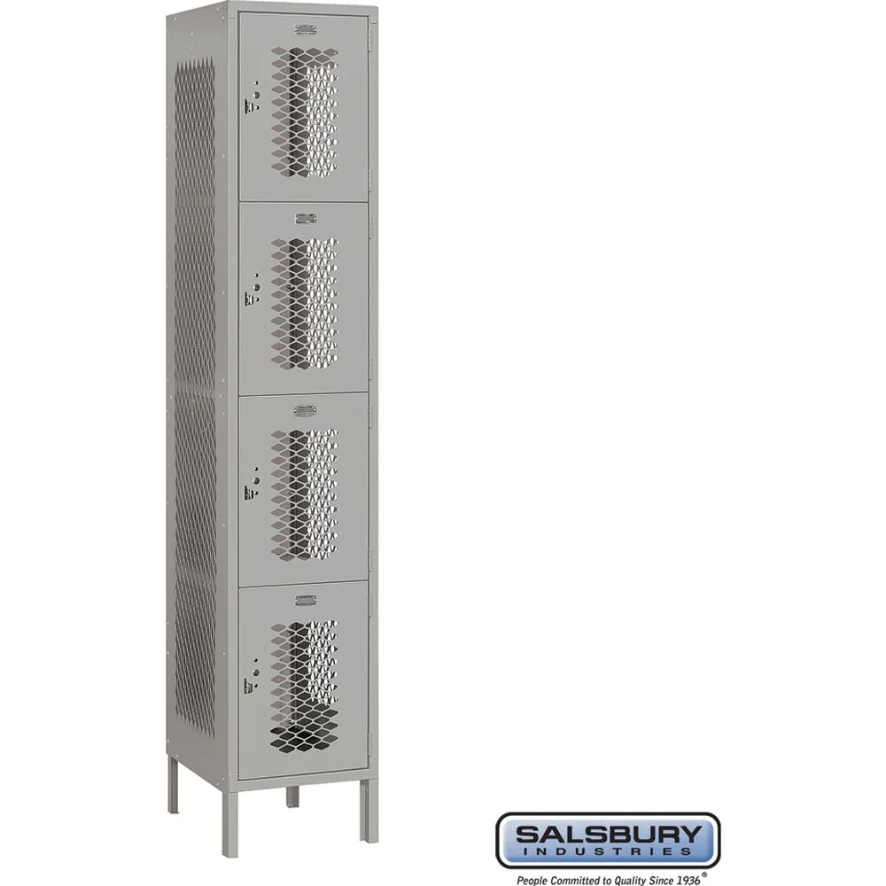 15" Wide Four Tier Vented Metal Locker - 1 Wide - 6 Feet High - 18" Deep by Salsbury - Image 8