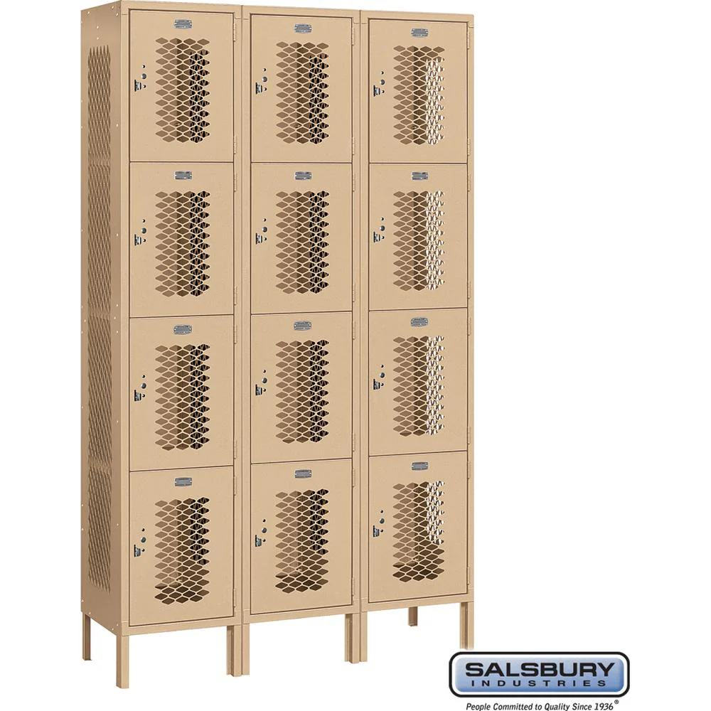 15" Wide Four Tier Vented Metal Locker - 3 Wide - 6 Feet High - 15" Deep by Salsbury - Image 10