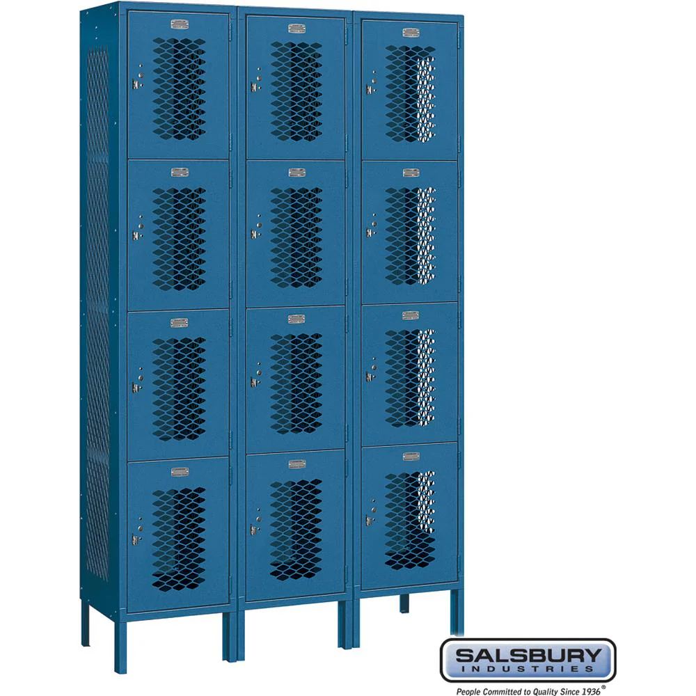 15" Wide Four Tier Vented Metal Locker - 3 Wide - 6 Feet High - 15" Deep by Salsbury - Image 6