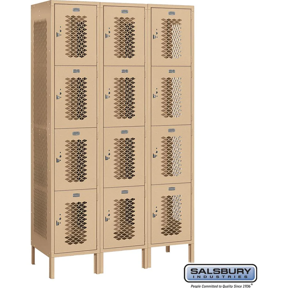 15" Wide Four Tier Vented Metal Locker - 3 Wide - 6 Feet High - 18" Deep by Salsbury - Image 10