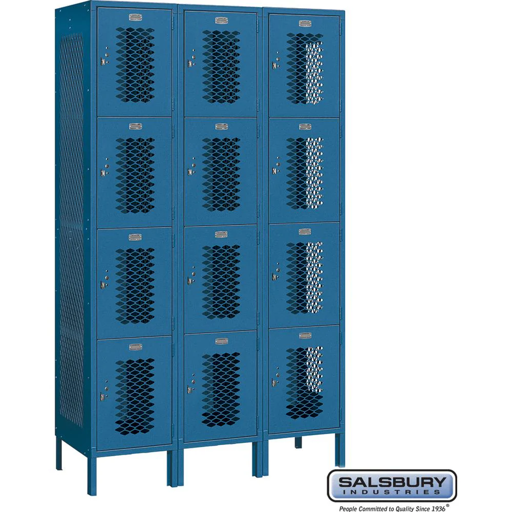 15" Wide Four Tier Vented Metal Locker - 3 Wide - 6 Feet High - 18" Deep by Salsbury - Image 6