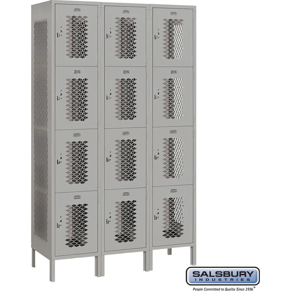 15" Wide Four Tier Vented Metal Locker - 3 Wide - 6 Feet High - 18" Deep by Salsbury - Image 7