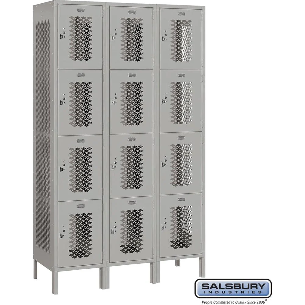15" Wide Four Tier Vented Metal Locker - 3 Wide - 6 Feet High - 18" Deep by Salsbury - Image 8