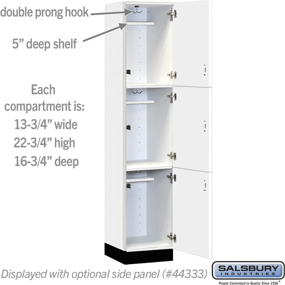 15" Wide Premier Wood Locker - Triple Tier-1 Wide - 6 Feet High - 18" Deep by Salsbury - Image 3