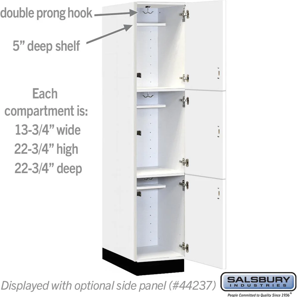 15" Wide Premier Wood Locker - Triple Tier-1 Wide - 6 Feet High - 24" Deep by Salsbury - Image 3