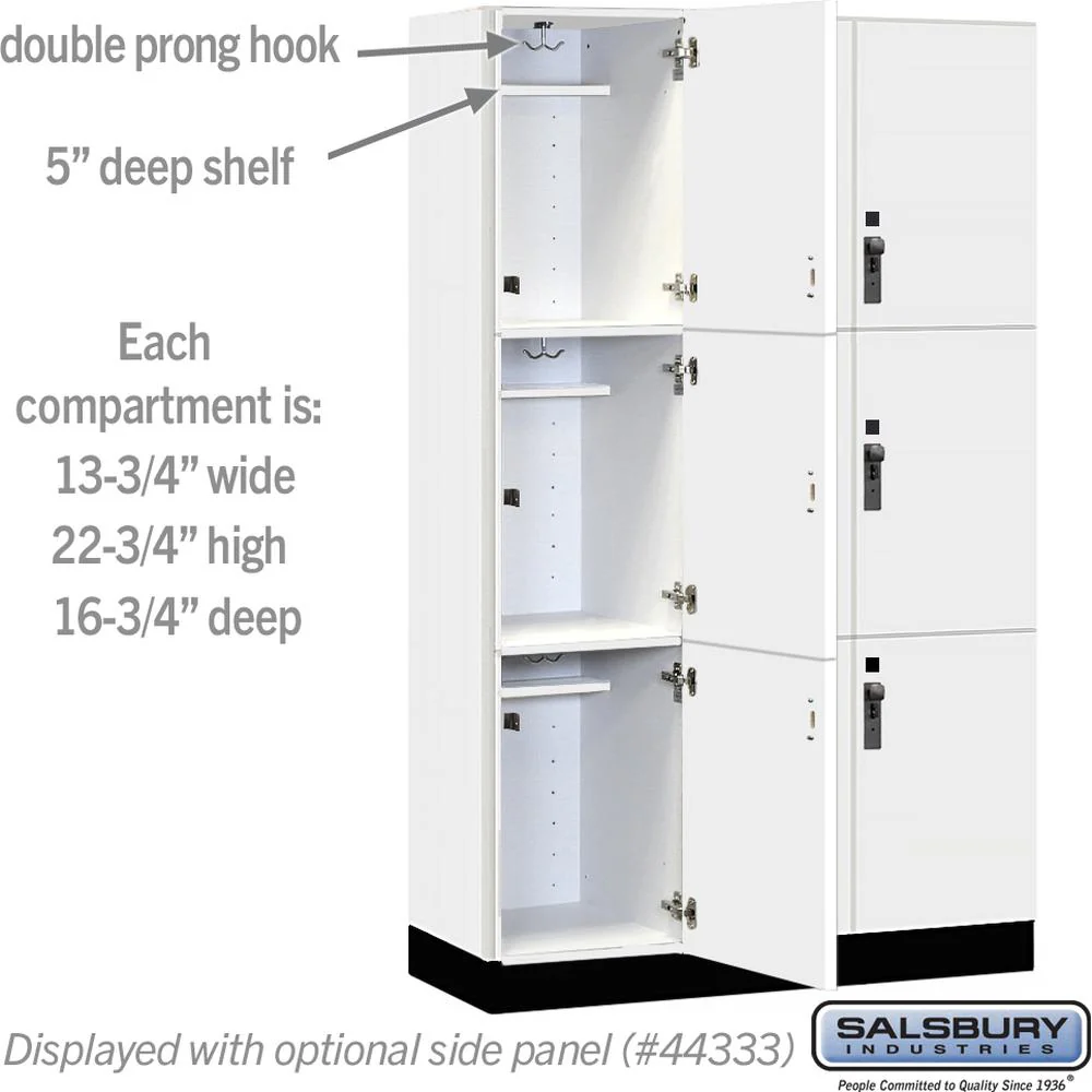 15" Wide Premier Wood Locker - Triple Tier-3 Wide - 6 Feet High - 18" Deep by Salsbury - Image 3