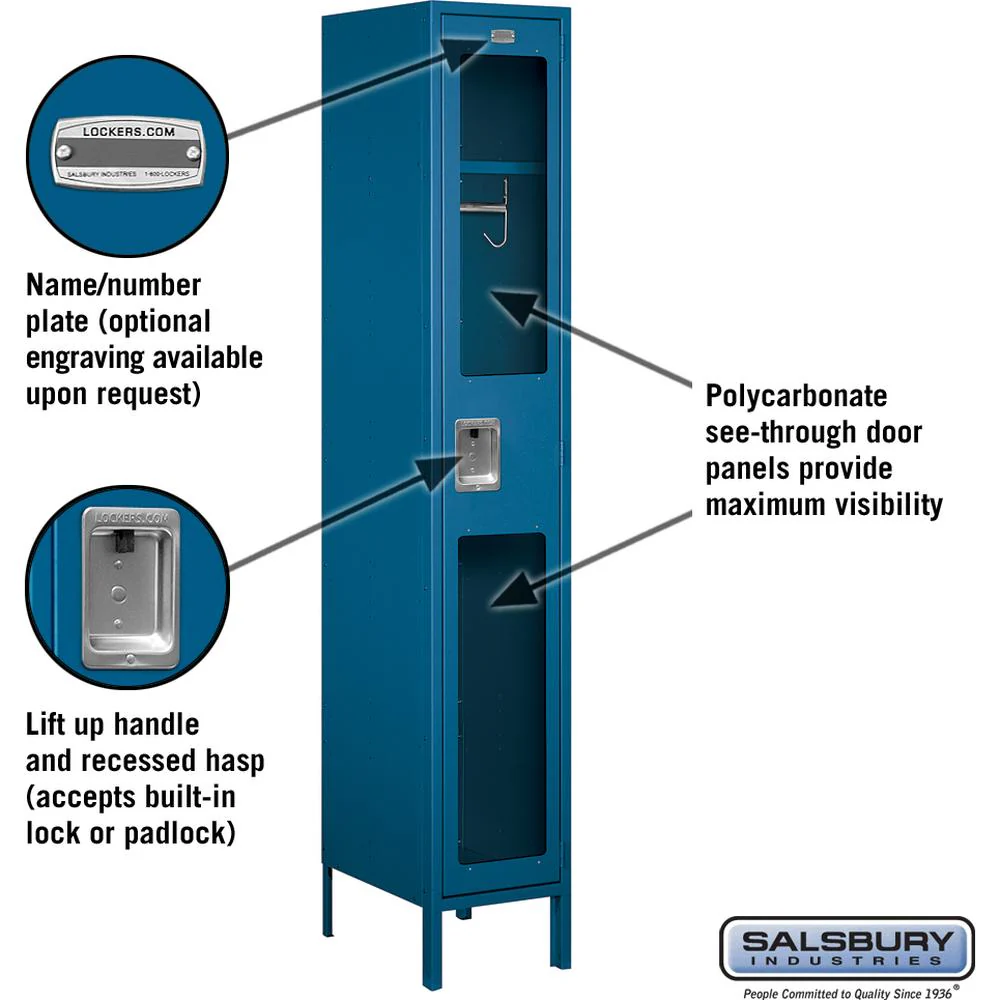 15" Wide Single Tier See-Through Metal Locker - 1 Wide - 6 Feet High - 18" Deep by Salsbury - Image 2