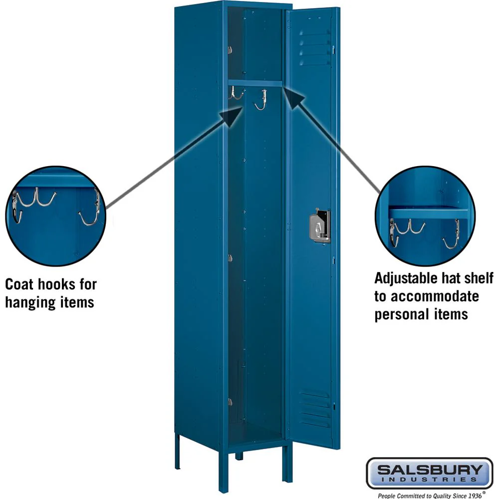 15" Wide Single Tier Standard Metal Locker - 1 Wide - 6 Feet High - 15" Deep by Salsbury - Image 3