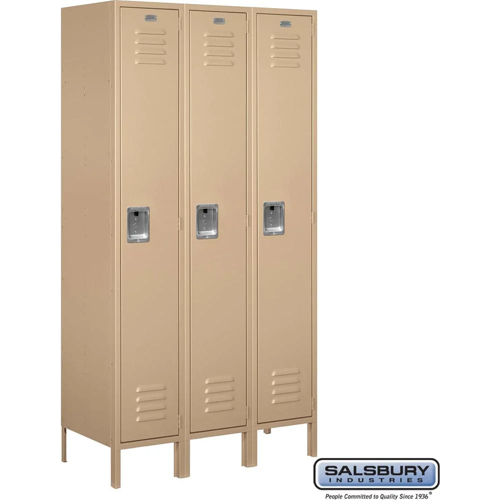 15" Wide Single Tier Standard Metal Locker - 3 Wide - 6 Feet High - 18" Deep by Salsbury - Image 8