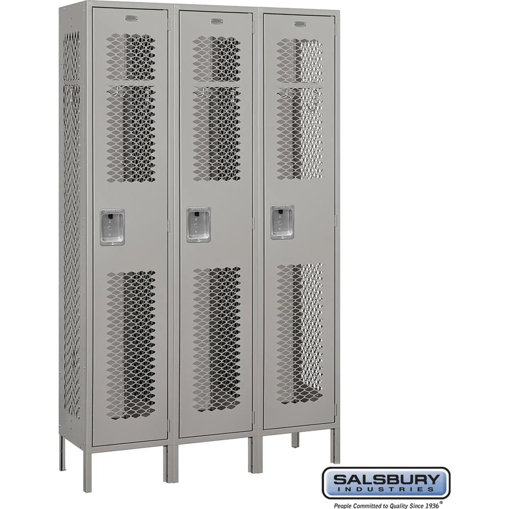 15" Wide Single Tier Vented Metal Locker - 3 Wide - 6 Feet High - 15" Deep by Salsbury - Image 7
