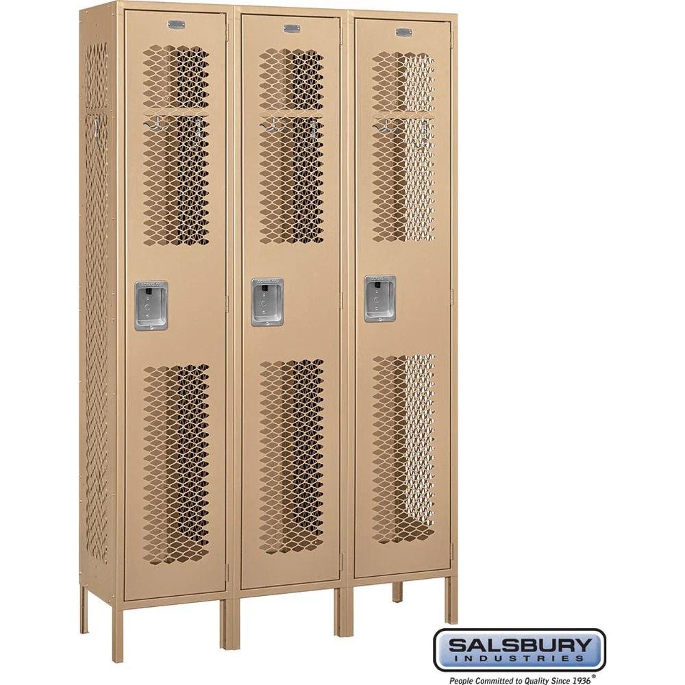 15" Wide Single Tier Vented Metal Locker - 3 Wide - 6 Feet High - 15" Deep by Salsbury - Image 9