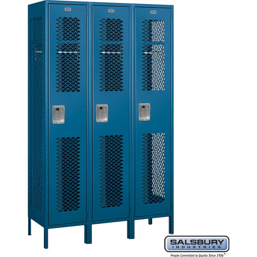 15" Wide Single Tier Vented Metal Locker - 3 Wide - 6 Feet High - 18" Deep by Salsbury - Image 5