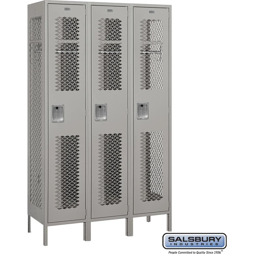 15" Wide Single Tier Vented Metal Locker - 3 Wide - 6 Feet High - 18" Deep by Salsbury - Image 7