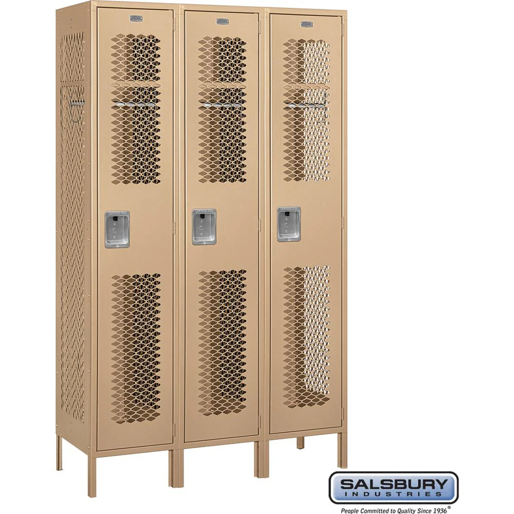 15" Wide Single Tier Vented Metal Locker - 3 Wide - 6 Feet High - 18" Deep by Salsbury - Image 9
