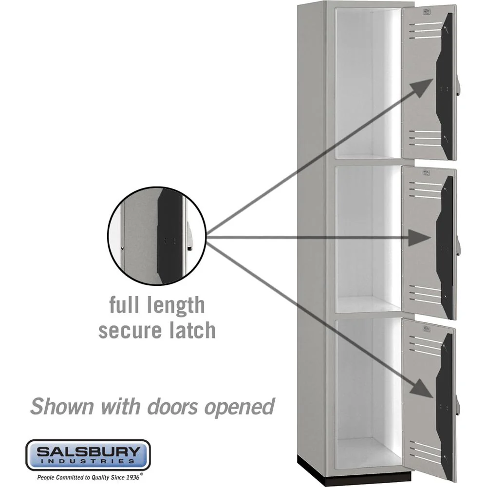 15" Wide Triple Tier Heavy Duty Plastic Locker - 1 Wide - 6 Feet High - 18" Deep by Salsbury - Image 3