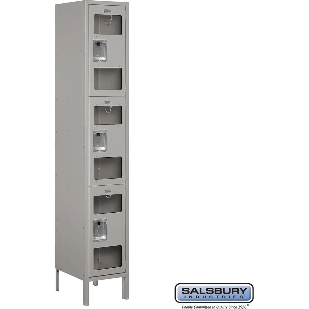 15" Wide Triple Tier See-Through Metal Locker - 1 Wide - 6 Feet High - 15" Deep by Salsbury - Image 8