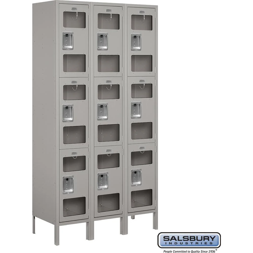 15" Wide Triple Tier See-Through Metal Locker - 3 Wide - 6 Feet High - 15" Deep by Salsbury - Image 7