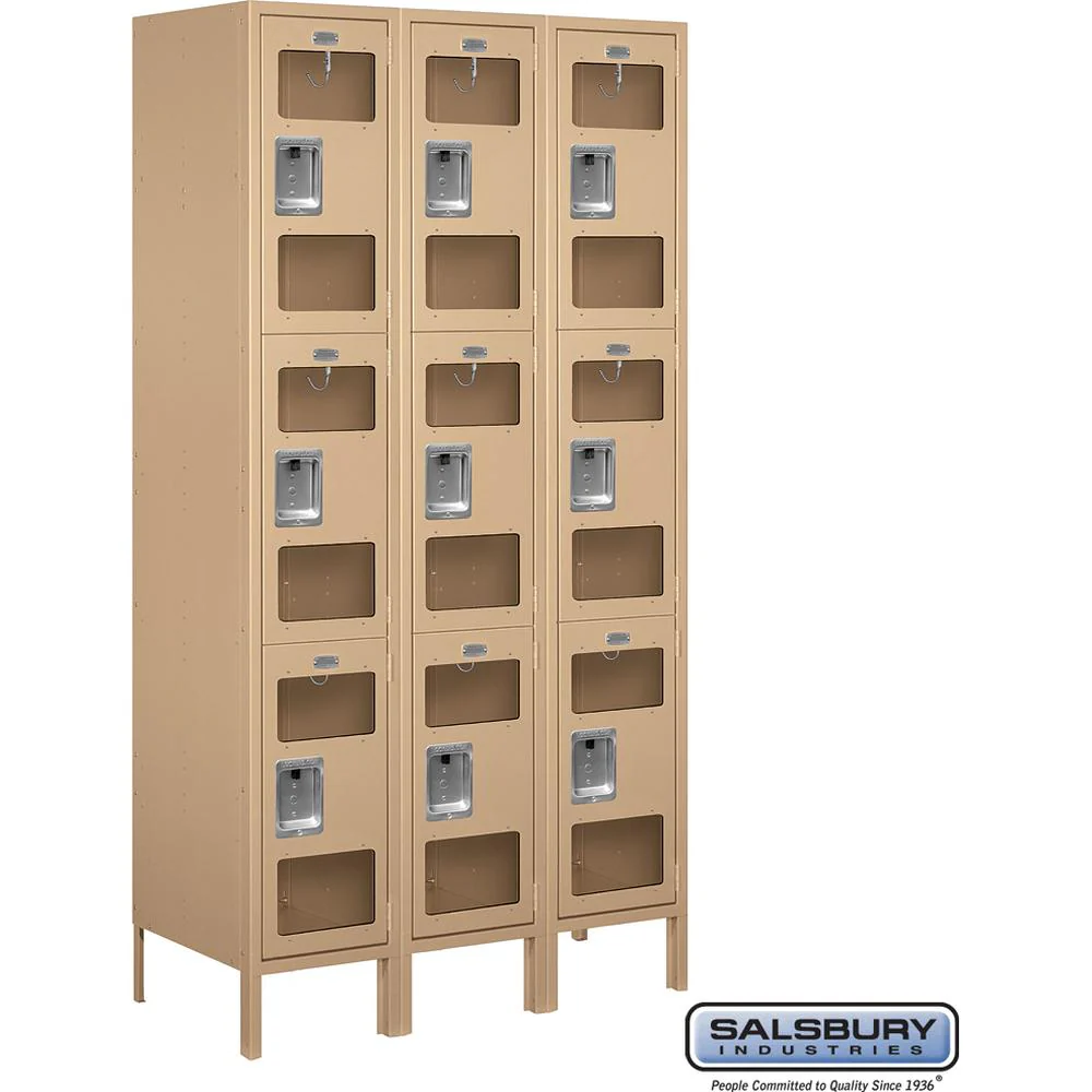 15" Wide Triple Tier See-Through Metal Locker - 3 Wide - 6 Feet High - 18" Deep by Salsbury - Image 9