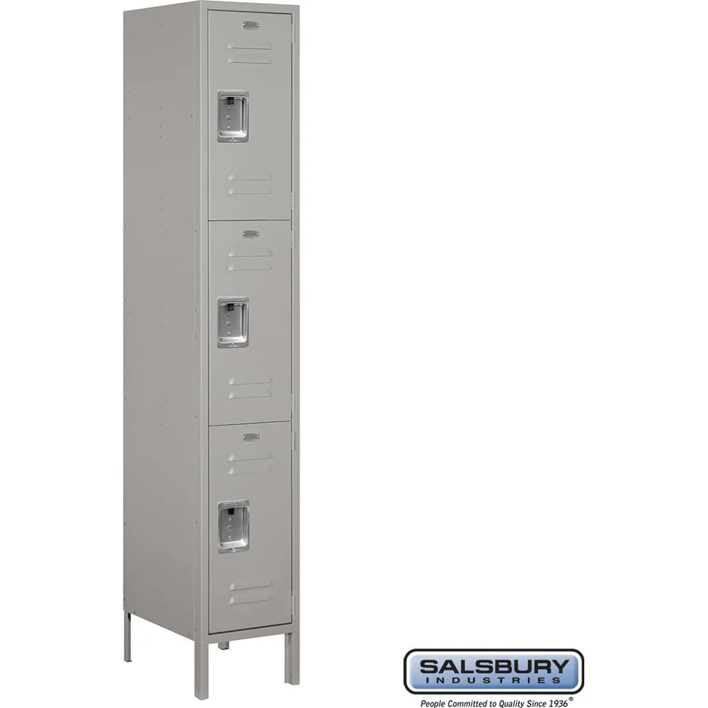 15" Wide Triple Tier Standard Metal Locker - 1 Wide - 6 Feet High - 18" Deep by Salsbury - Image 7