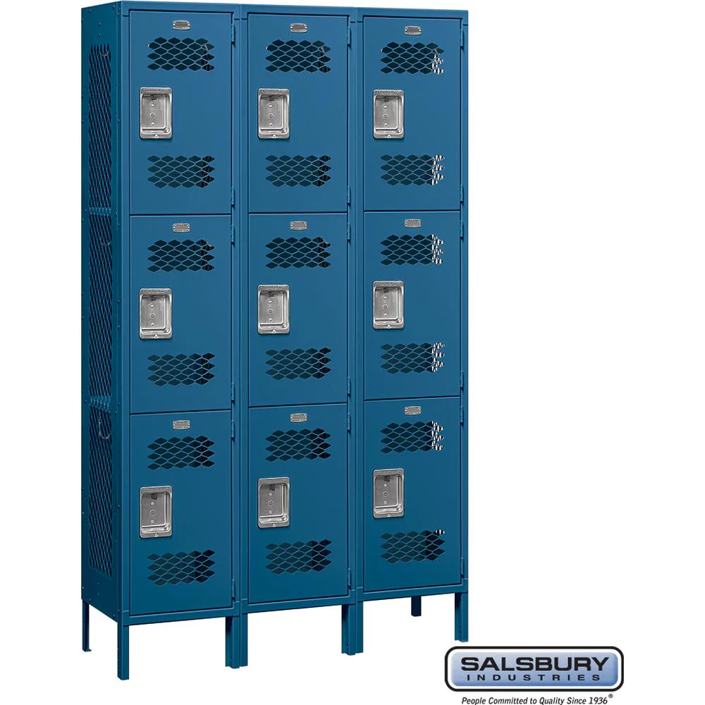 15" Wide Triple Tier Vented Metal Locker - 3 Wide - 6 Feet High - 15" Deep by Salsbury - Image 5