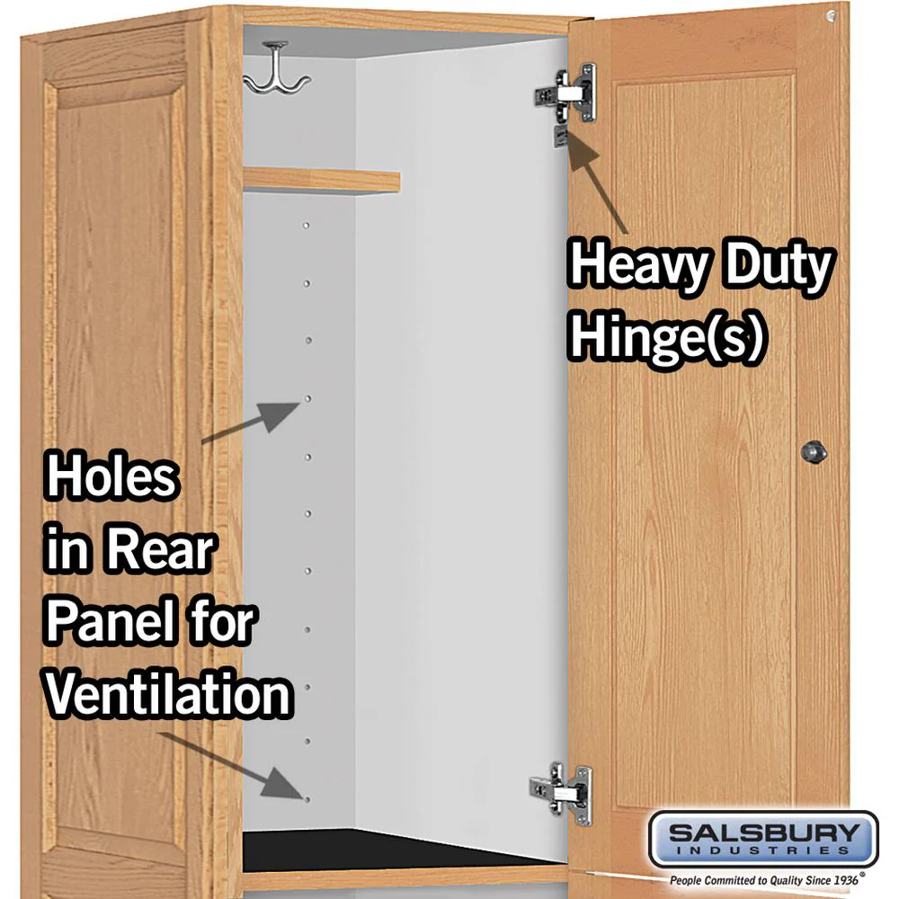 16" Wide Double Tier Solid Oak Executive Wood Locker - 1 Wide - 6 Feet High - 24" Deep - Light Oak by Salsbury - Image 4