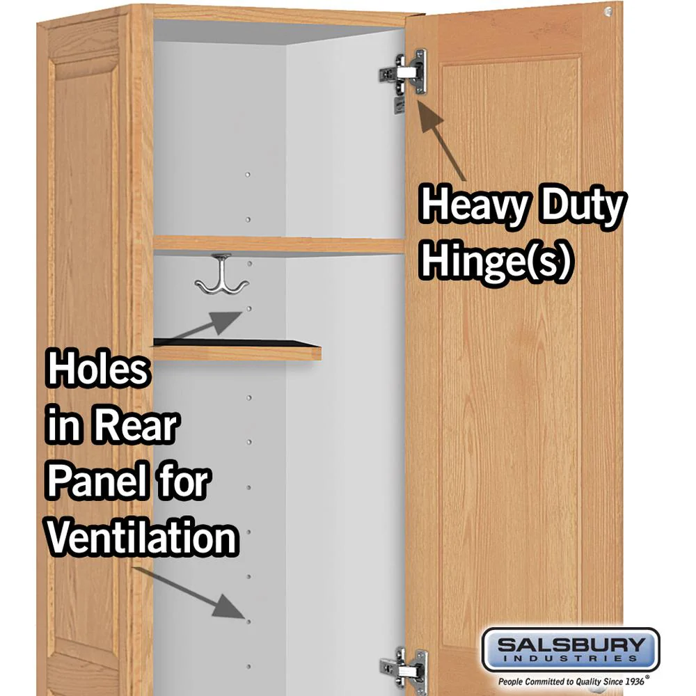 16" Wide Single Tier Solid Oak Executive Wood Locker - 1 Wide - 6 Feet High - 18" Deep - Light Oak by Salsbury - Image 4