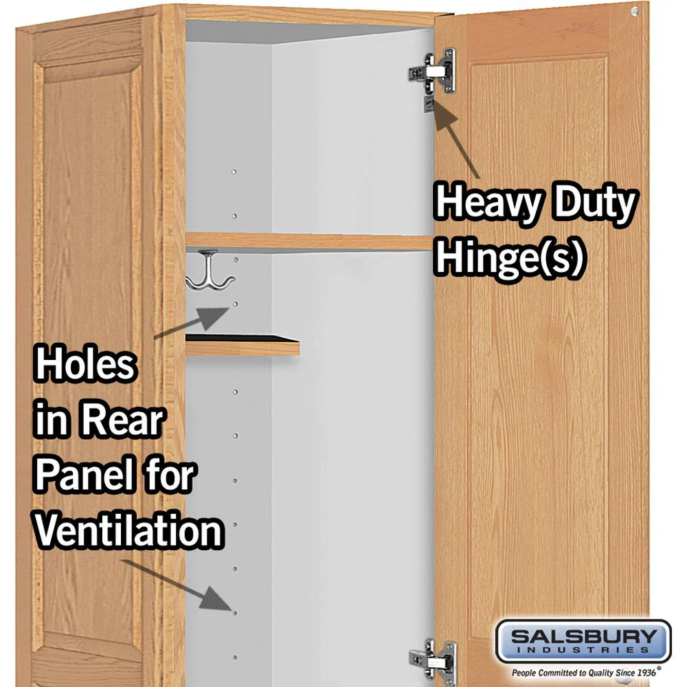 16" Wide Single Tier Solid Oak Executive Wood Locker - 1 Wide - 6 Feet High - 24" Deep - Light Oak by Salsbury - Image 4