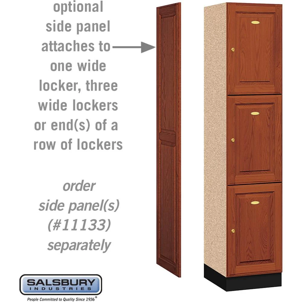 16" Wide Triple Tier Solid Oak Executive Wood Locker - 1 Wide - 6 Feet High - 18" Deep - Medium Oak by Salsbury - Image 2