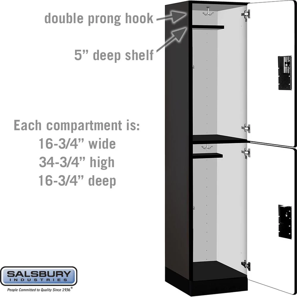 18" Wide Double Tier Designer Wood Locker - 1 Wide - 6 Feet High - 18" Deep by Salsbury - Image 3