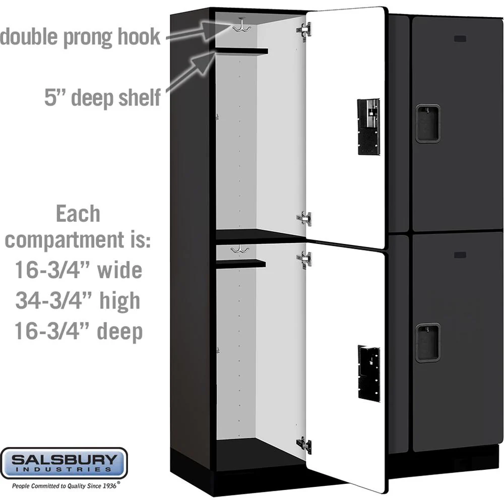 18" Wide Double Tier Designer Wood Locker - 3 Wide - 6 Feet High - 18" Deep by Salsbury - Image 3