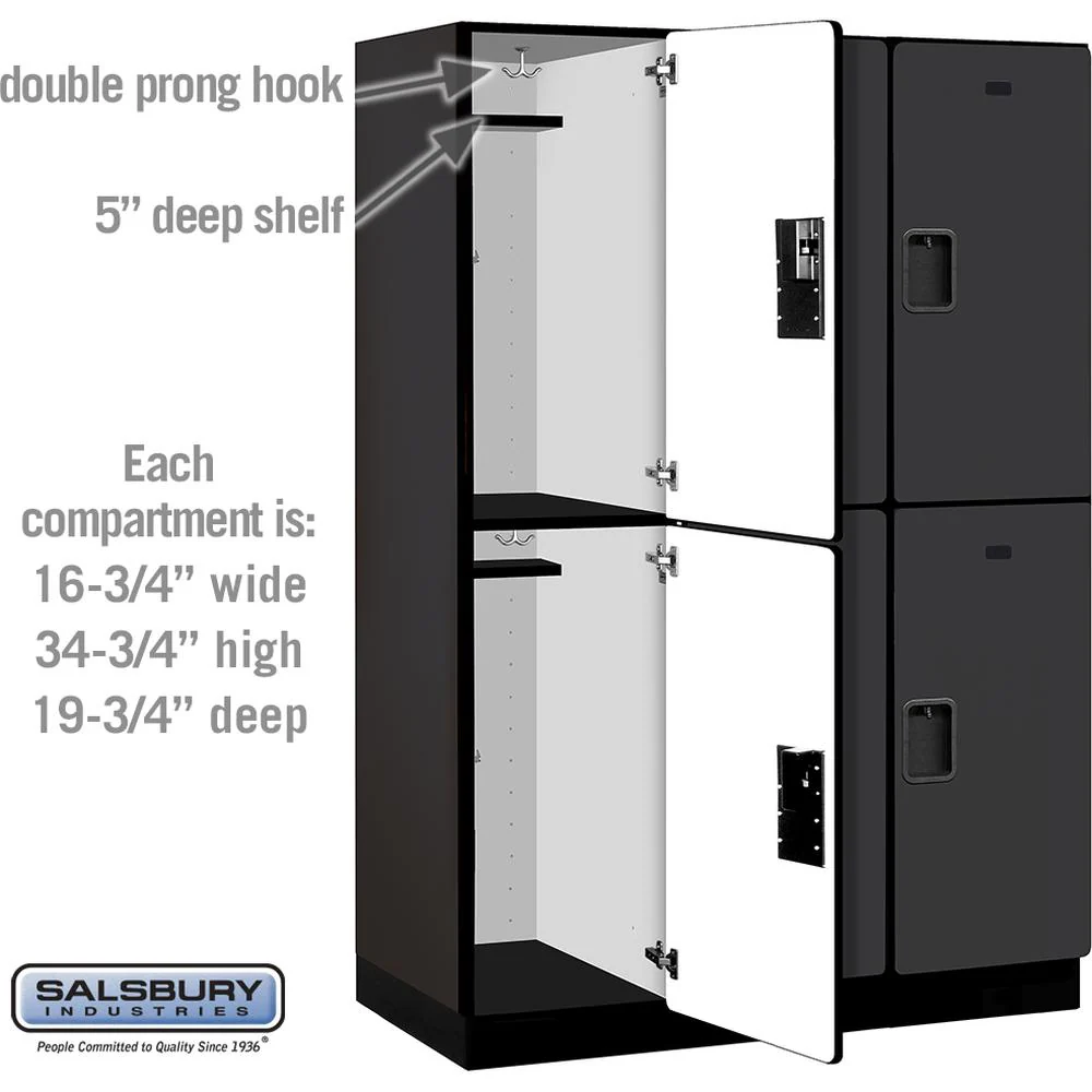 18" Wide Double Tier Designer Wood Locker - 3 Wide - 6 Feet High - 21" Deep by Salsbury - Image 3