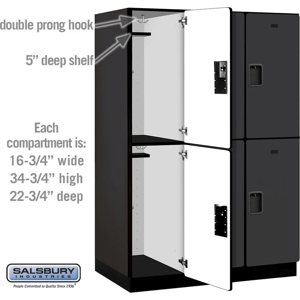 18" Wide Double Tier Designer Wood Locker - 3 Wide - 6 Feet High - 24" Deep by Salsbury - Image 3