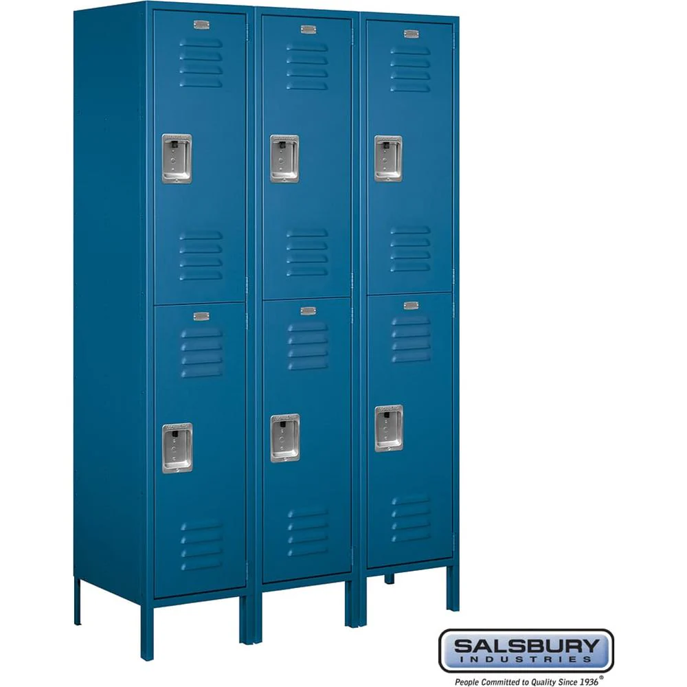 18" Wide Double Tier Standard Metal Locker - 3 Wide - 6 Feet High - 18" Deep by Salsbury