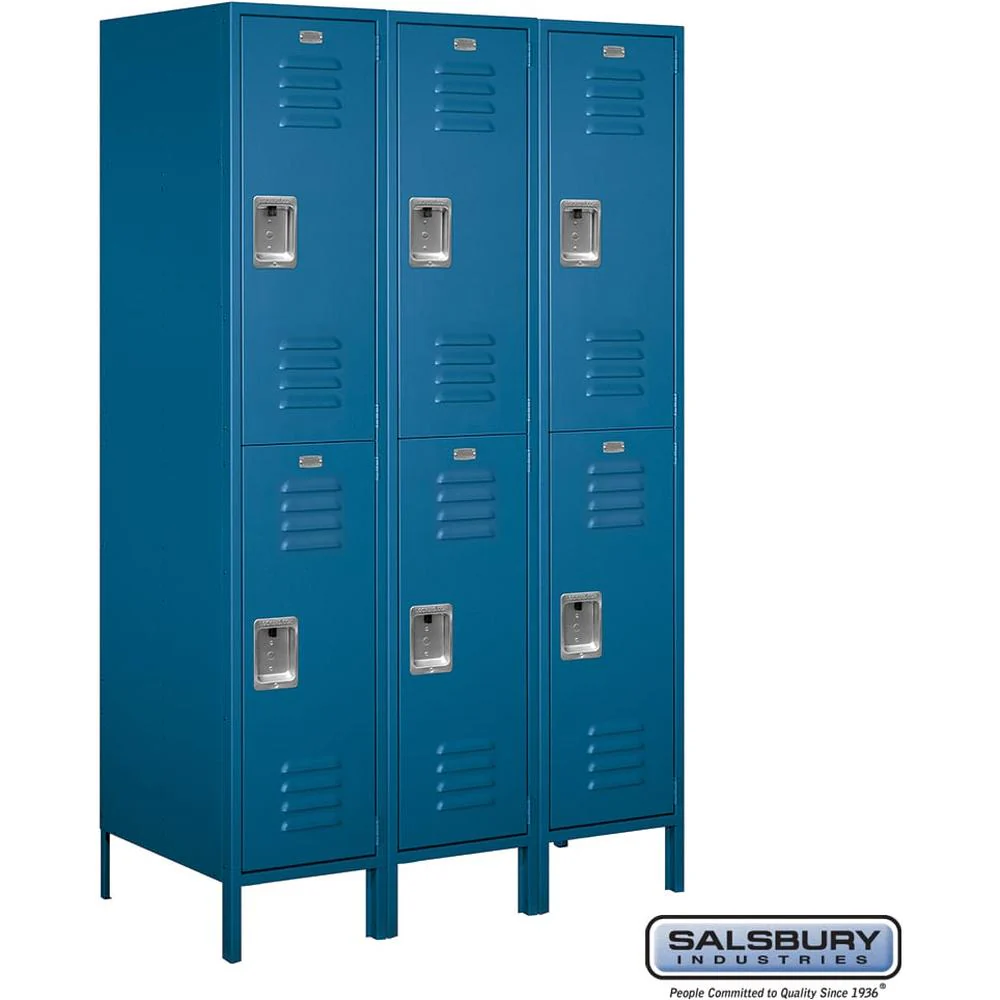 18" Wide Double Tier Standard Metal Locker - 3 Wide - 6 Feet High - 21" Deep by Salsbury
