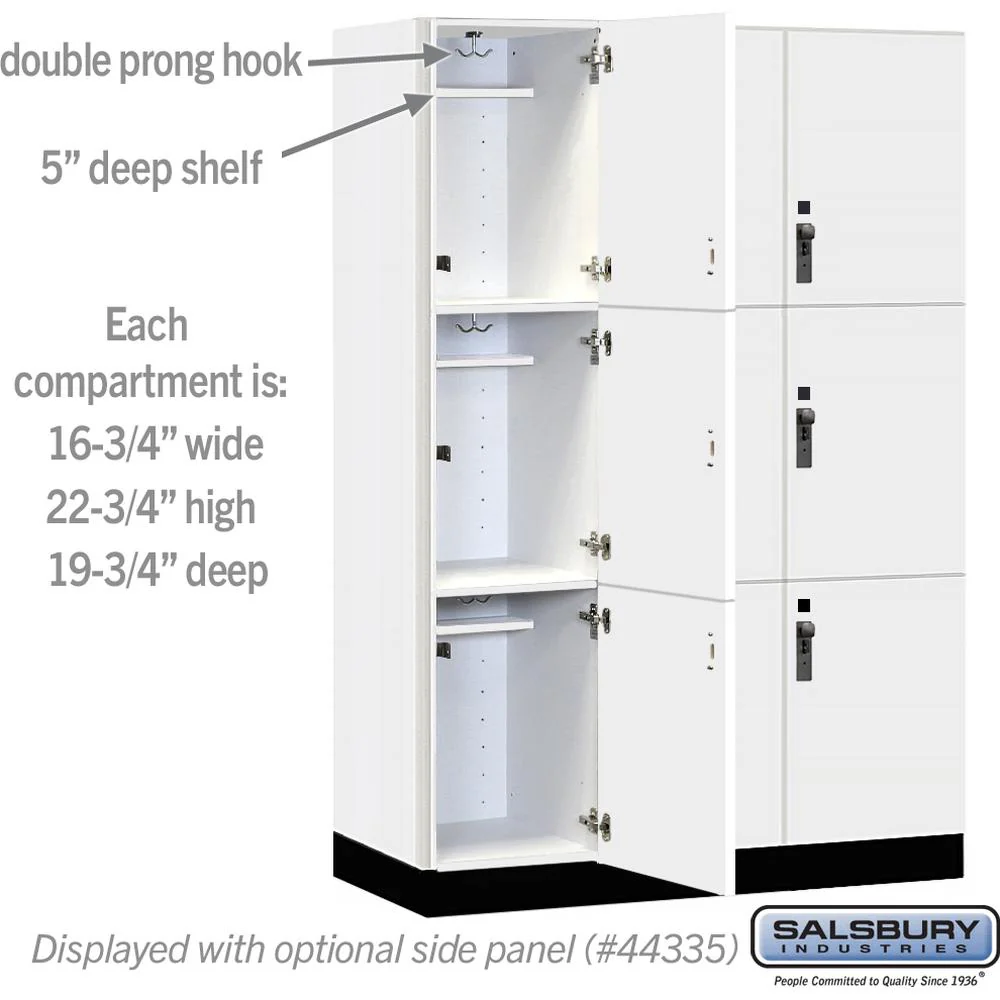 18" Wide Premier Wood Locker - Triple Tier-3 Wide - 6 Feet High - 21" Deep by Salsbury - Image 3